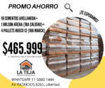 PROMO AHORRO 20 CEMENTOS 25kg+1BOLSON ARENA+576 LADRILLOS HUECOS 12