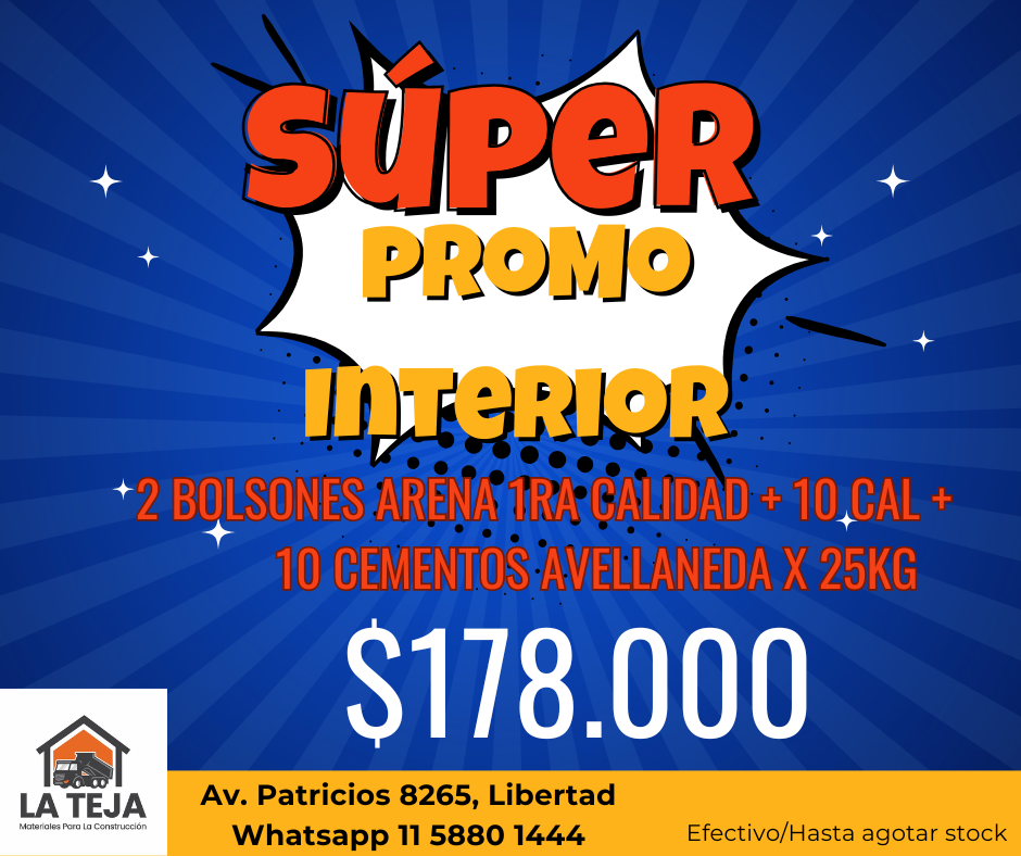 PROMO INTERIOR La Teja Materiales de Construcción, Merlo Buenos Aires