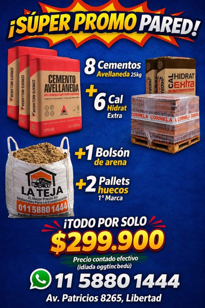 PROMO PARED La Teja Materiales de Construcción, Merlo Buenos Aires